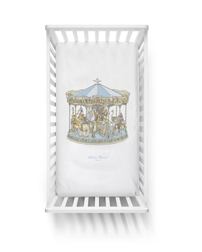 Atelier Choux Satin Fitted Sheet - Carousel Blue