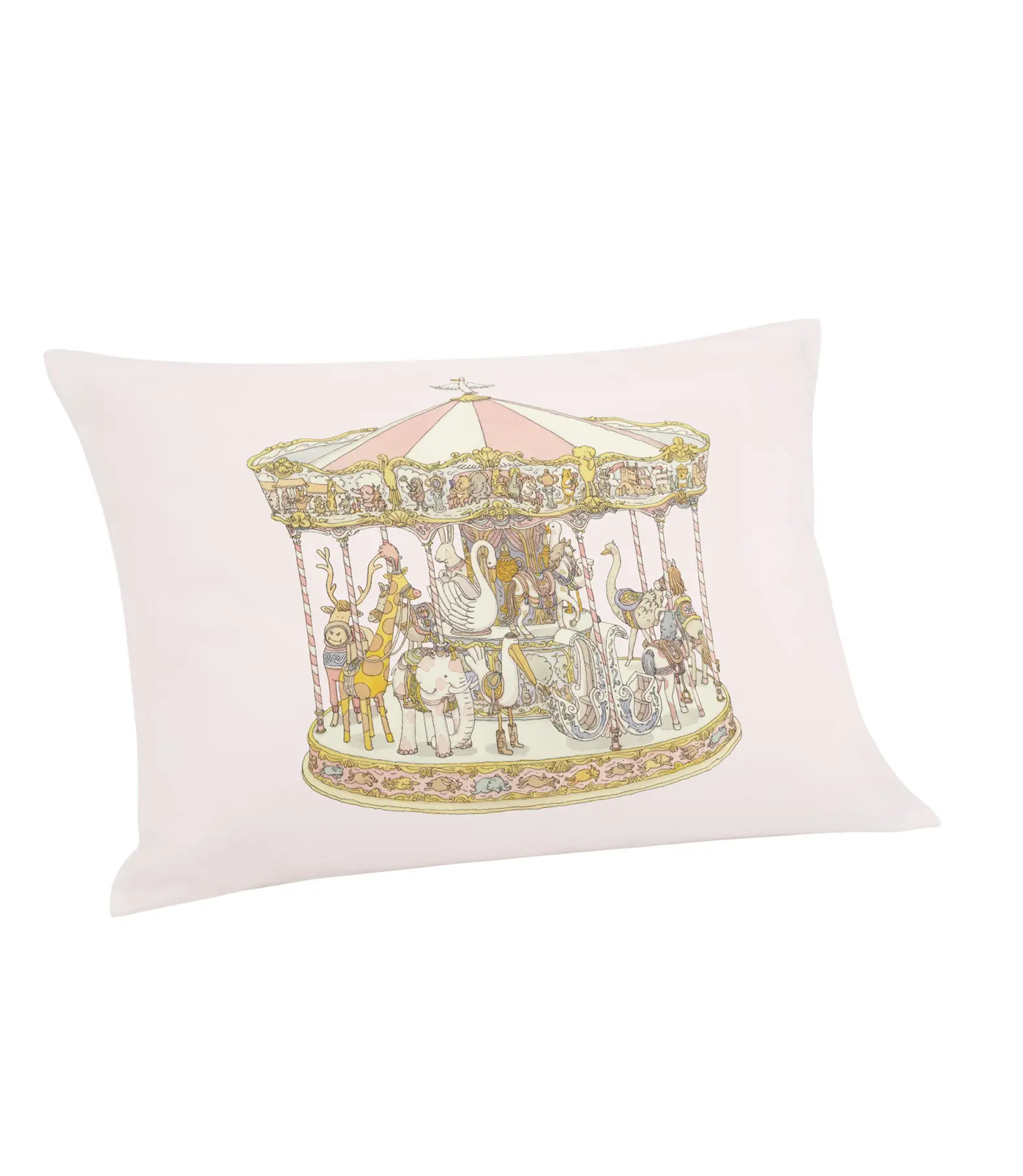 Atelier Choux Cotton/Satin Pillow PINK -Carousel