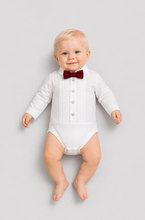 Load image into Gallery viewer, Bodysuit-Shirt with Satin Bow-Tie