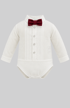 Load image into Gallery viewer, Bodysuit-Shirt with Satin Bow-Tie
