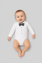 Load image into Gallery viewer, Houndstooth Bow-Tie Attached Bodysuit
