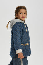 Cargar imagen en el visor de la galería, Quilted Warm Denim Jacket with Hoodie