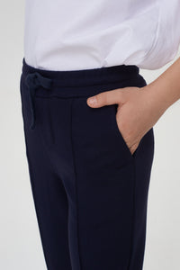 Jersey Straight Trousers, Navy