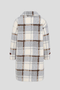 Checkered Faux Fur Coat, Long