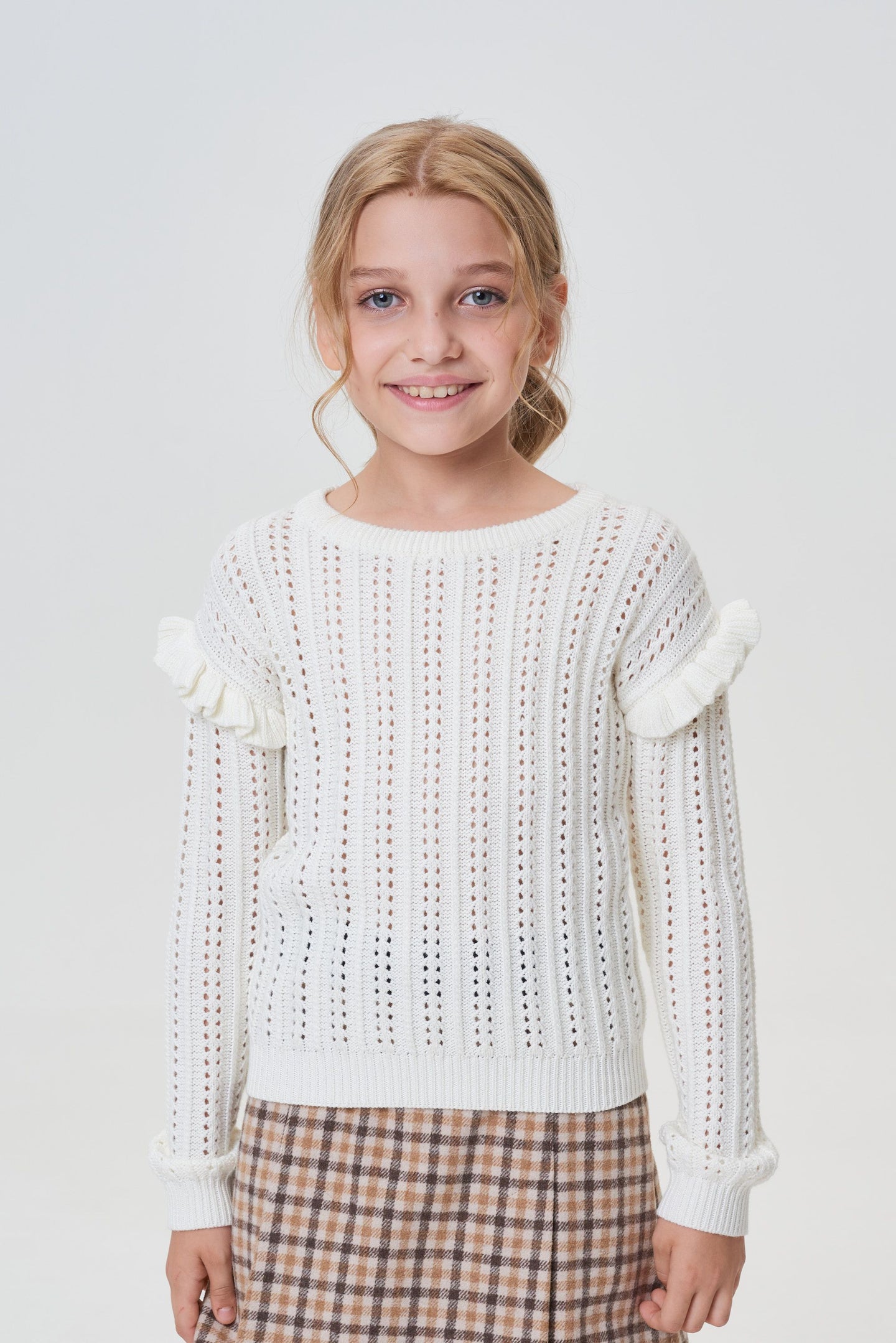 Ruffle Shoulders Knit Sweater