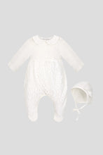 Cargar imagen en el visor de la galería, Velour and Lace Coverall with Bonnet