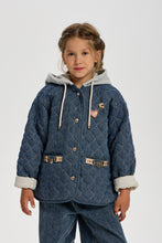 Cargar imagen en el visor de la galería, Quilted Warm Denim Jacket with Hoodie