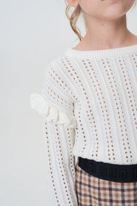 Ruffle Shoulders Knit Sweater