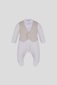 Linen Vest Imitation Overall and Bonnet Set