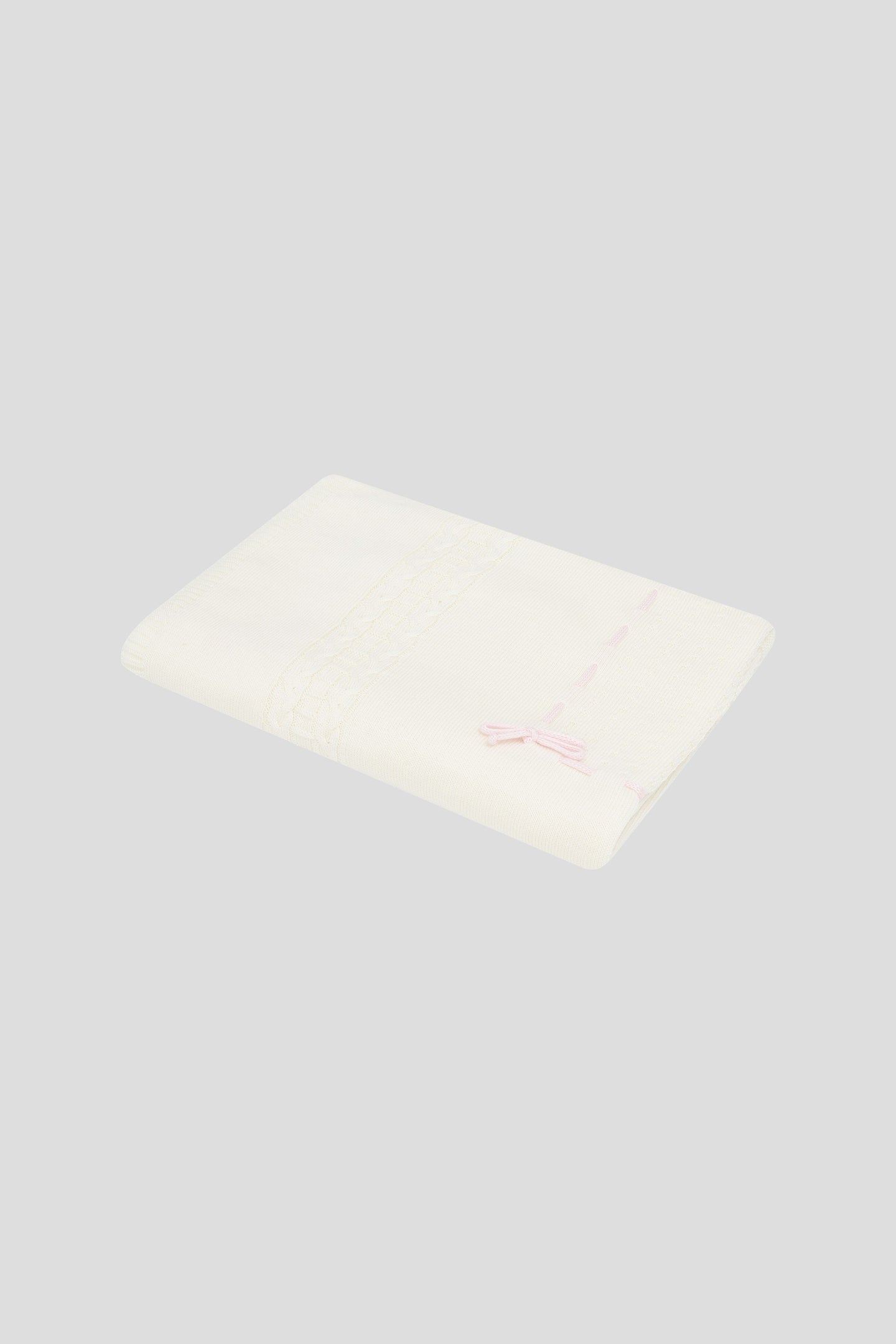 Logo Knit Blanket, Ivory/Pink