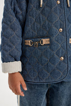 Cargar imagen en el visor de la galería, Quilted Warm Denim Jacket with Hoodie