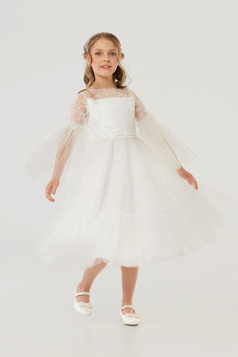 Wide Tulle Sleeves Dress