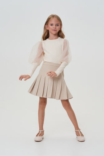 Pleated Tweed Skirt