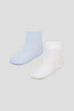Load image into Gallery viewer, 2-Pack Socks, Ivory/Blue