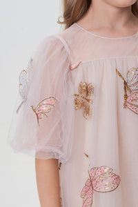 Dragonfly Embellished Tulle Dress