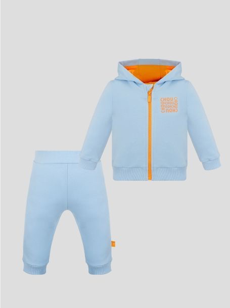 Conjunto de chándal con cremallera naranja 