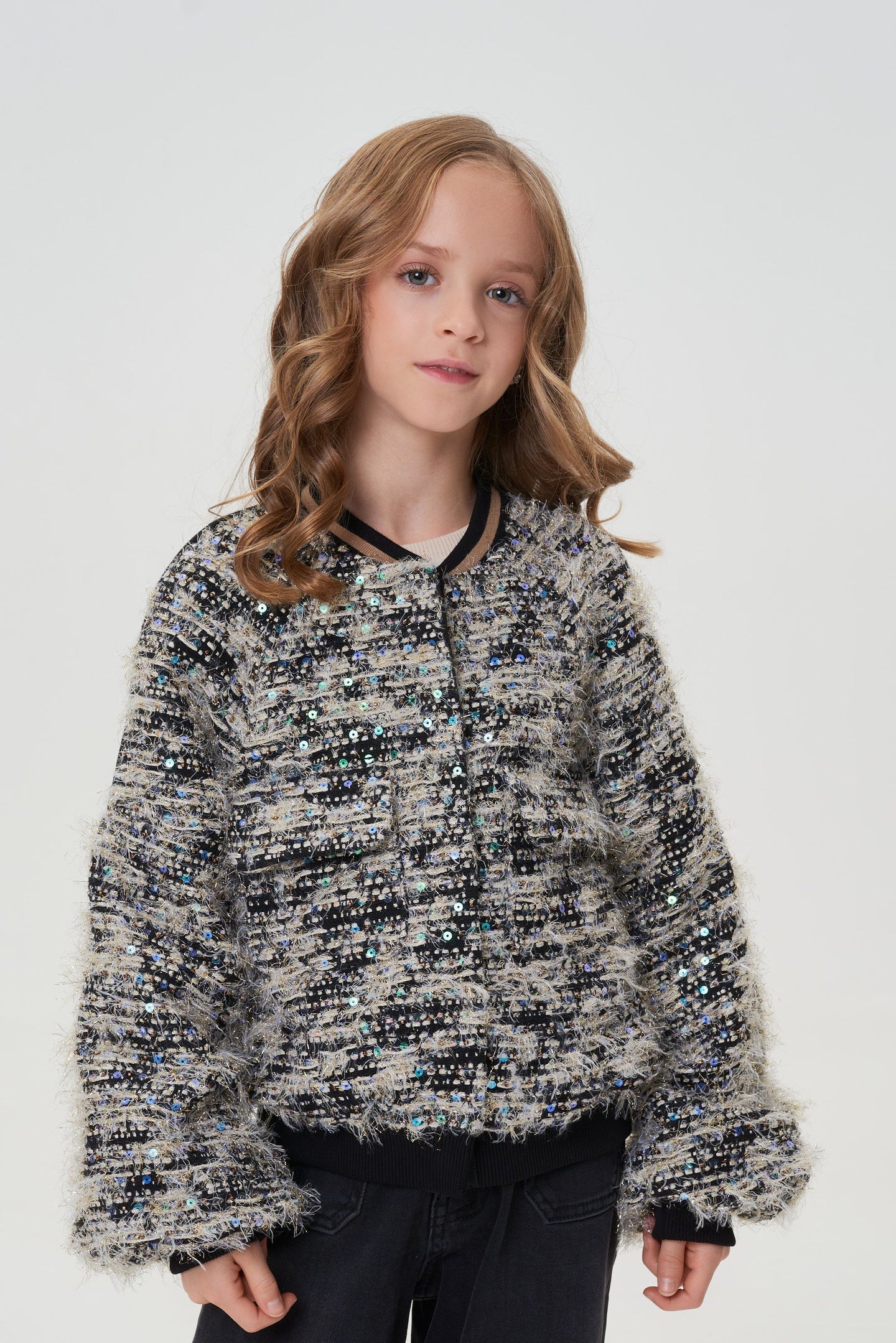 Sequins Tweed Bomber and Short Set