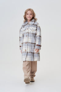 Checkered Faux Fur Coat, Long