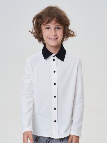 Contrast Collar Stretch Shirt