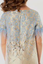 Load image into Gallery viewer, Feather Sleeves Brocade Dress
