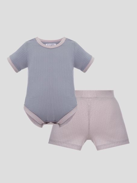 Ribbed Basic Bodysuit and Shorts Set