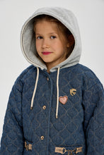 Cargar imagen en el visor de la galería, Quilted Warm Denim Jacket with Hoodie