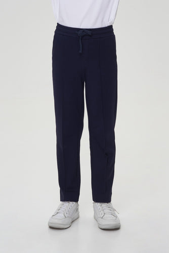 Jersey Straight Trousers, Navy