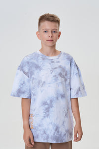 Camiseta con cuello redondo y efecto tie-dye