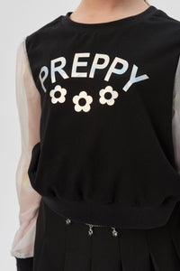 "Preppy" Organza Sleeves Blouse