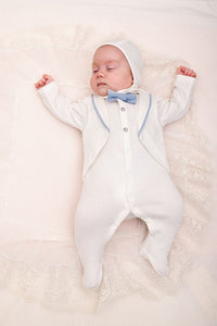Tuxedo Imitation Coverall with Contrast Bow-Tie
