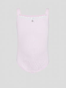 Pink Camisole-Bodysuit with Openwork Lace