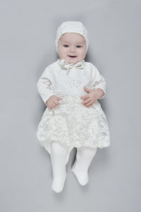 Little Star Lace Coverall-Dress and Bonnet Set