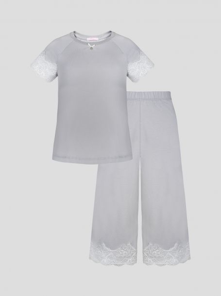 Lace Trim Top and Pant Sleepwear Set
