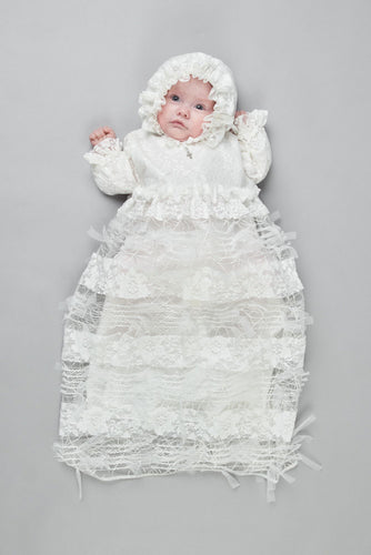 3D Lace Christening/Baptismal Gown