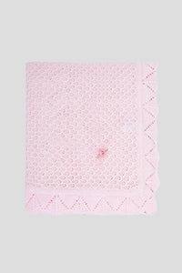 Flowers Decorated Knit Blanket