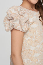 Load image into Gallery viewer, Feather Trim Brocade Dress