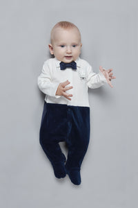 Velour Bottom Overall with Bow-Tie