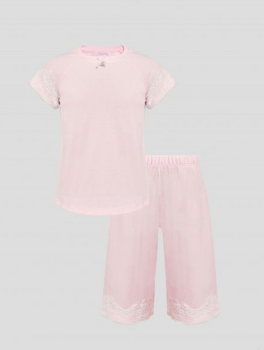 Lace Insert Top and Pant Sleepwear Set