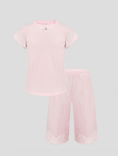 Lace Insert Top and Pant Sleepwear Set