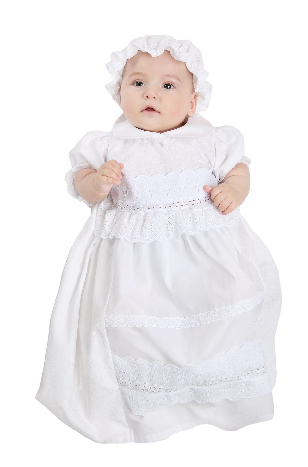 Crochet Lace Baptismal and Christening Dress with Hat Choupette Crochet Lace Baptismal and Christening Dress with Hat Choupette
