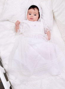 Lace Crochet Tulle Baptismal and Christening Gown