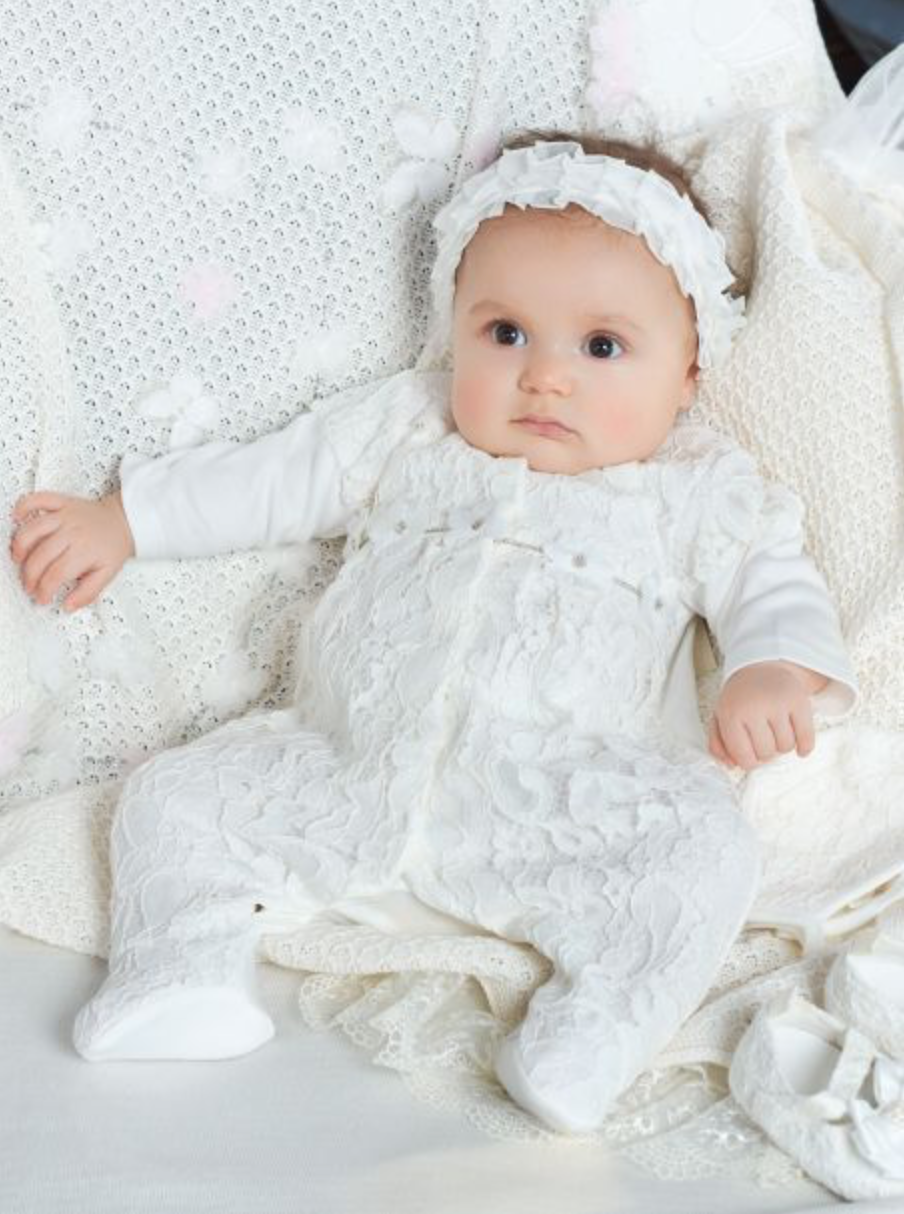 Lace Overall and Bonnet Set