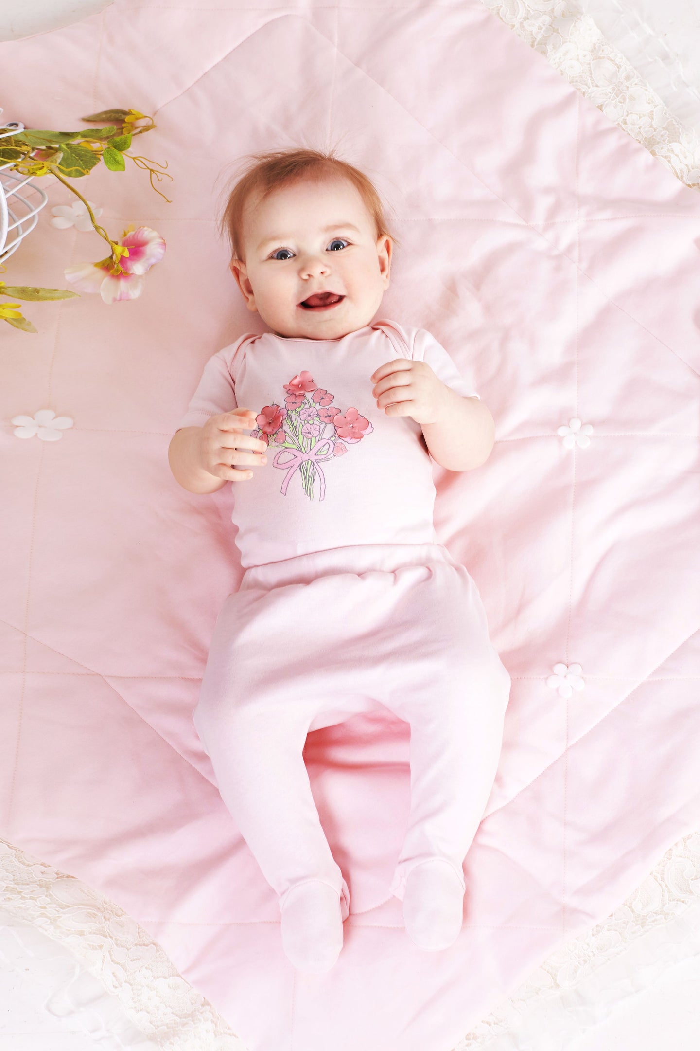 Bodysuit, Footed Pant and Bonnet Set