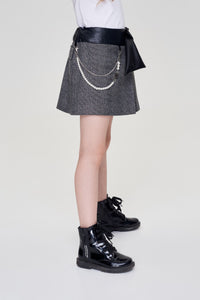 Pearl Chain Pleated Skirt