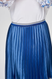 Sheer Overlay Pleated Skirt