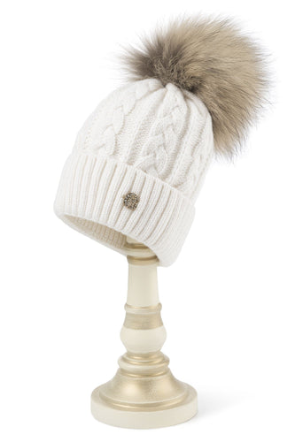 Cable Knit Fur Hat