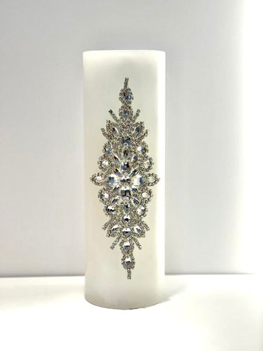 Christening/Baptismal Candle with Silver Rhinestones