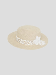 Lace Trim Straw Hat