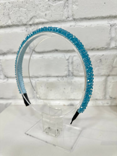 Elegant Bright Blue Beaded Headband