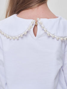 Pearl Collar Crop Top
